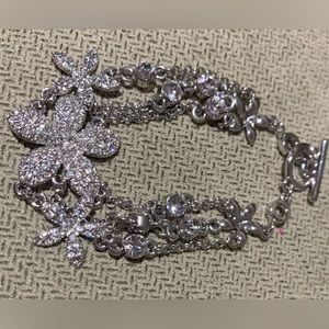 Silver Crystal Flower Bracelet